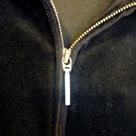 Black Velour Soft And Cozy Zip Up Jacket Retro - Picture 12 of 14